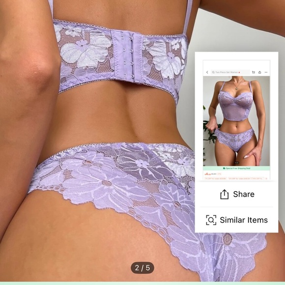Lavender Lace Lingerie Set - Picture 2 of 5